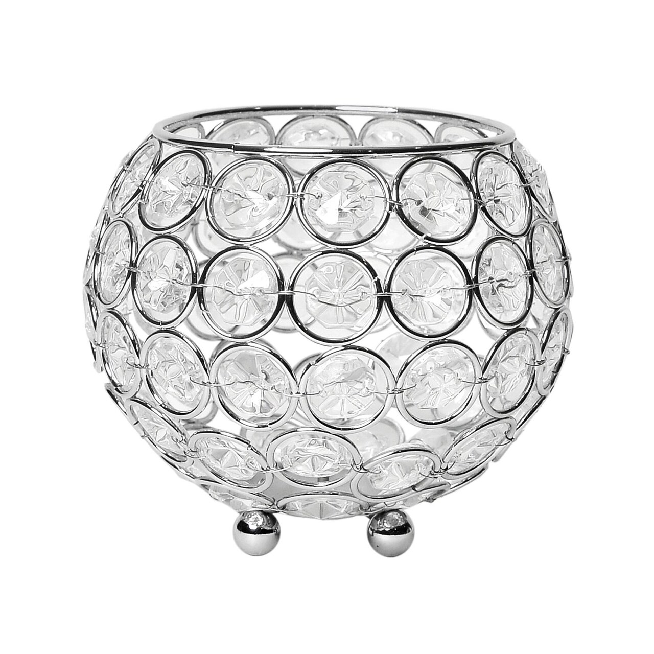 Mod Lighting and Decor Ellipse Crystal Bowl Candle Holder - 4.75" - Clear